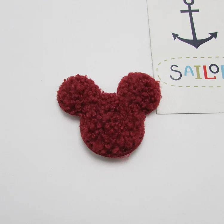 wine red 30 шт./лот 5,5x5 см плюшевые бархатные кошачьи головы мягкие аппликации DIY ручной работы Детские аксессуары для волос и шитья одежды - Цвет: wine red