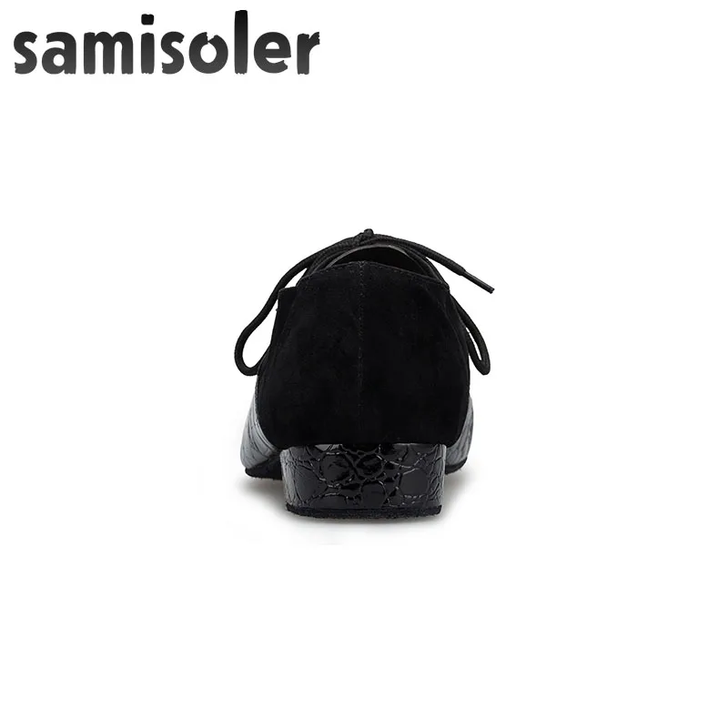 Samisoler/черные мужские черные кожаные Бальные танцевальные туфли на плоской