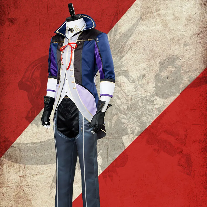 God Eater 2 косплей костюм капитан юлий виконти водолазка синяя куртка брюки ожерелье