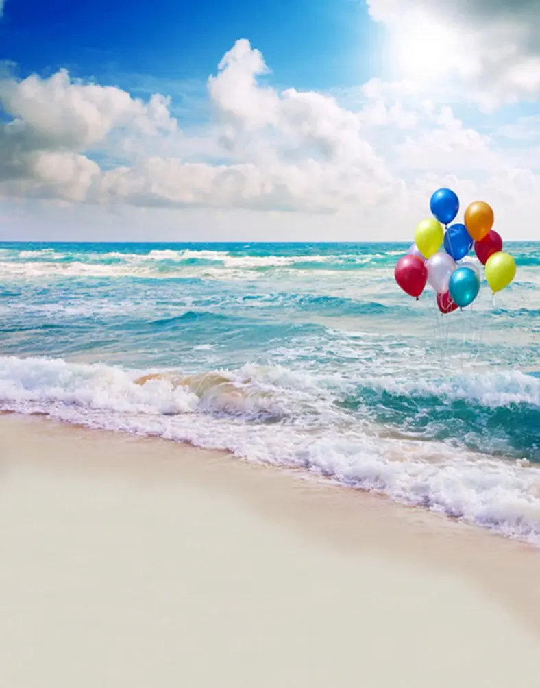 

5x7ft Beach Sea Balloon Photography Backdrops Photo Props Studio Background