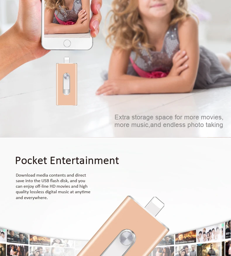Металл OTG USB флэш-накопитель для iphone 5/5s/6/6 Plus/7 Plus/8/8 P ipad/Android смартфон Высокая Скорость USB3.0 OTG флеш-накопитель 32 Гб 64 ГБ