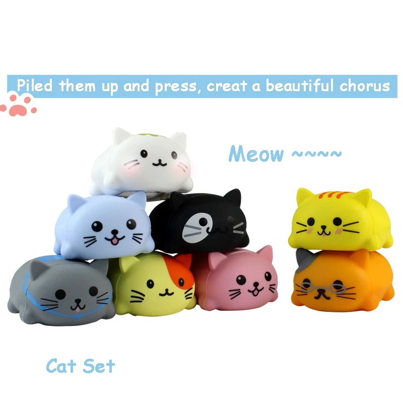 8 шт./компл. Kawaii Squishy Cat/Собака электрический музыкальный инструмент игрушки набор антистресс Squeeze анти светодио дный стресс светодиодные игрушки креативные подарки