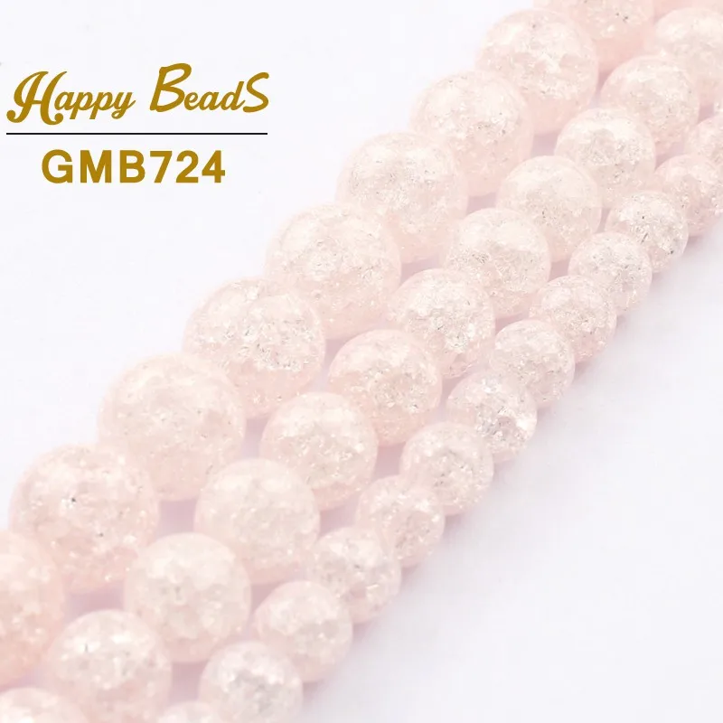 Light Pink Cracked Crystal Beads Round Loose Spacer Bead For Making Jewelry DIY Fashion Bracelet Necklace 15''Strand 6/8/10mm |
