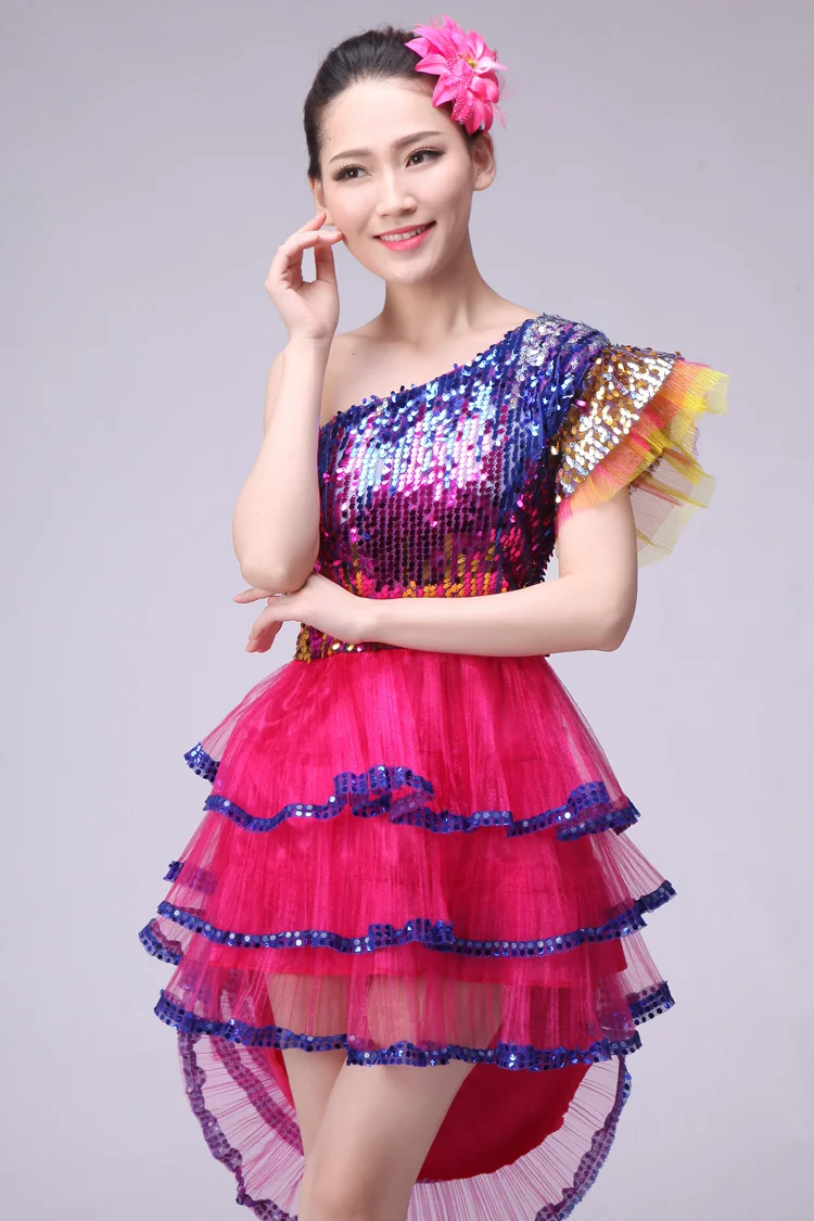 

Hmong Clothes Rushed Disfraces New Sequined Group Fan Dance Costume Chinese Folk Modern Drum Performance Jazz Tuxedo Stage