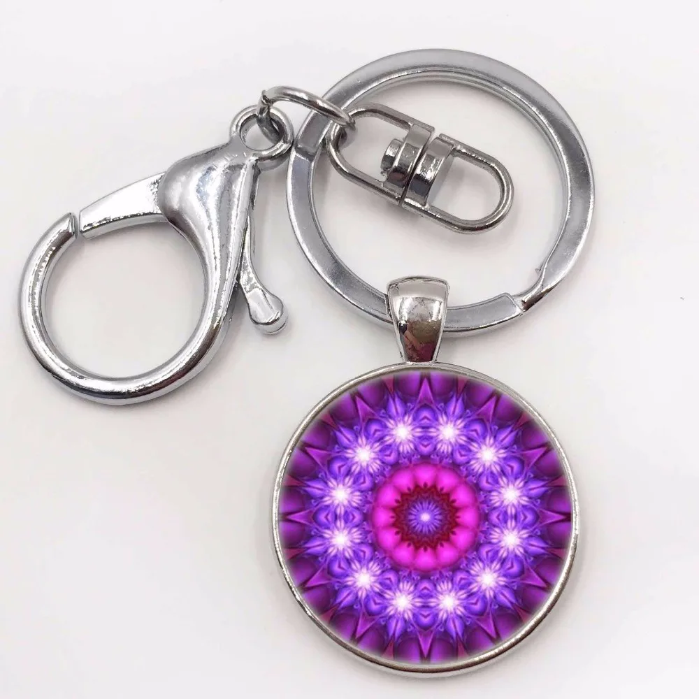 Ожерелье с подвеской в виде фиолетовой мандалы|pendant necklace|chain pendantsilver chain |