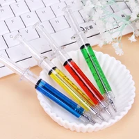 4pcs novelty needle tube writing ball point syringe flowing liquid black ink ballpoint pen cute stationery office supplies