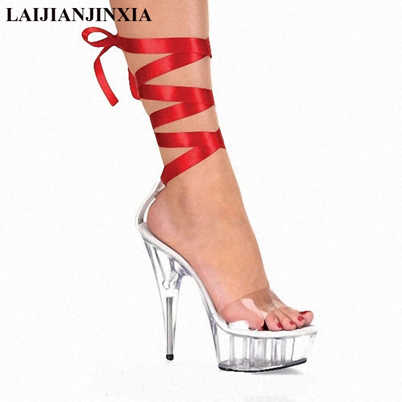 

LAIJIANJINXIA Sexy 15 CM High-Heeled Sandals Nightclub Dance Shoes Pole Dancing Shoes Model High Heels Women's Shoes K-064