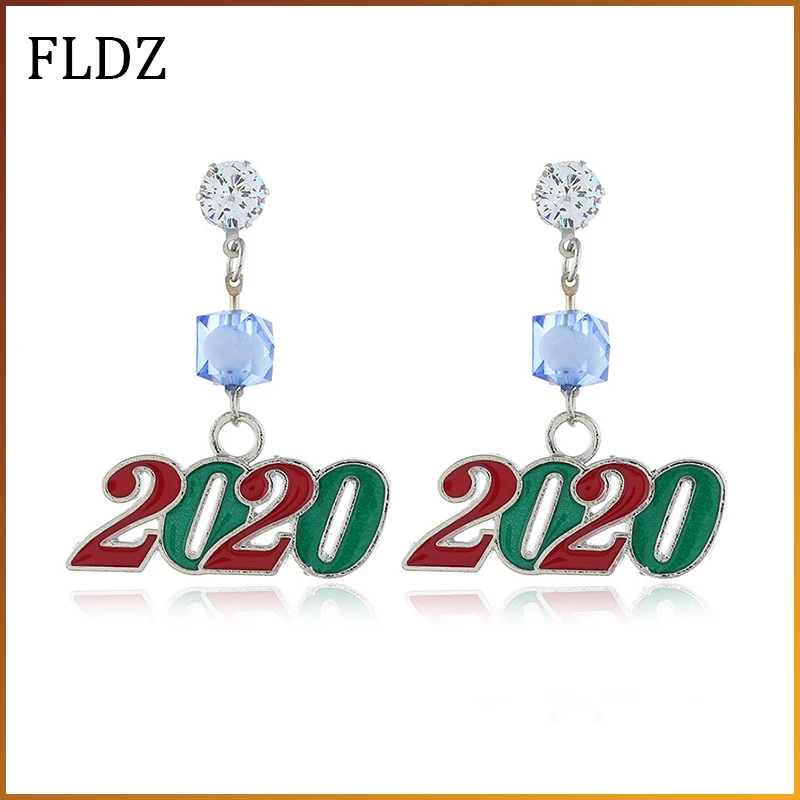 2019 новые металлические цифровые &quot2020&quot висячие серьги для женщин циркониевые