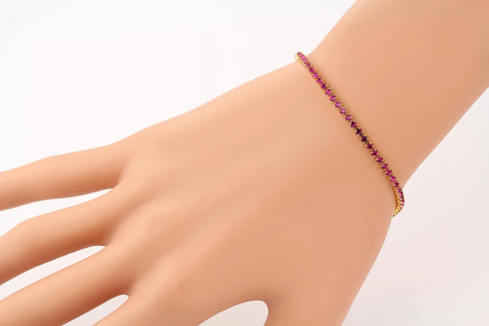 Маленький Многоцветный Круглый браслет 2 мм стразы из фианита цепочка для