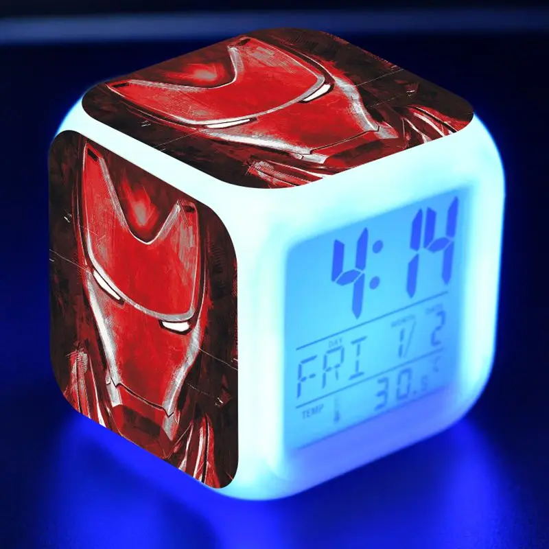Marvel Мстители эндгейм фигурки светодиодный Будильник красочный флэш Настольный светильник Мстители конец игры Figma Железный человек фигура Халка игрушки