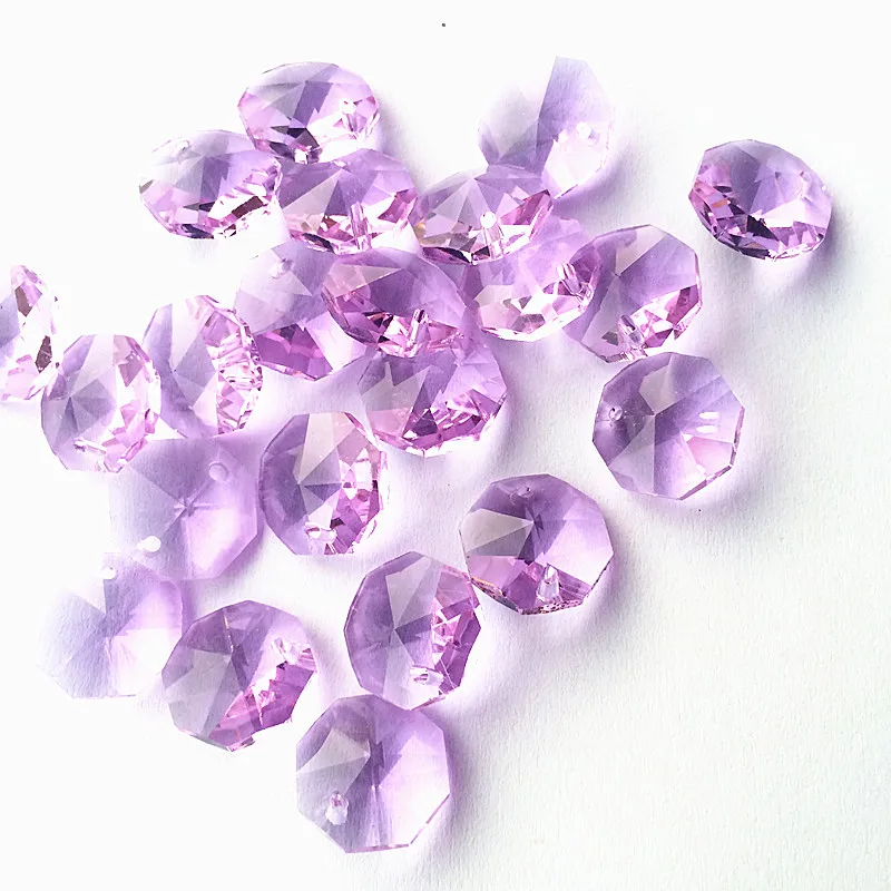 

100pcs/lot,14mm Purple Crystal Glass Octagon Beads in One Hole for Diy Chandelier Parts Beads Decration Supples, HOT SALE