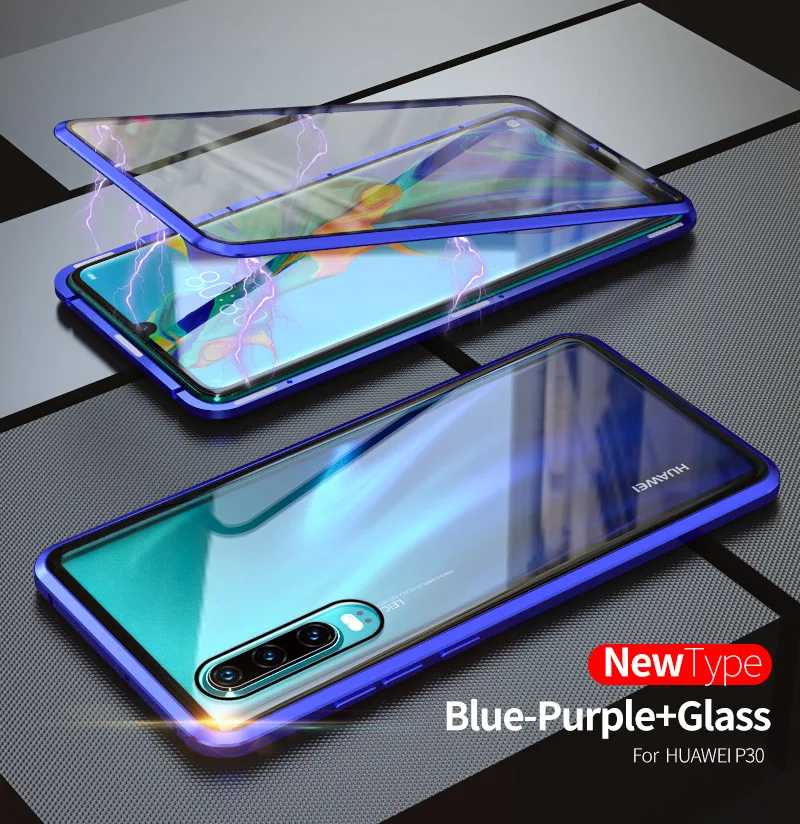 Двусторонний прозрачный стеклянный Магнитный чехол для huawei P30 P20 mate 20 Pro Nova 3i 4 5 Pro 5i Honor 20 Pro 20i V20 Роскошный Полный Чехол