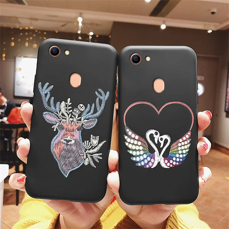 Snzvok Matte TPU Silicone Cartoon Embroidery Soft Phone Case For Vivo X7 X9 X9S X20 Plus X21i X23 V5 V7 V9 Back Cover |