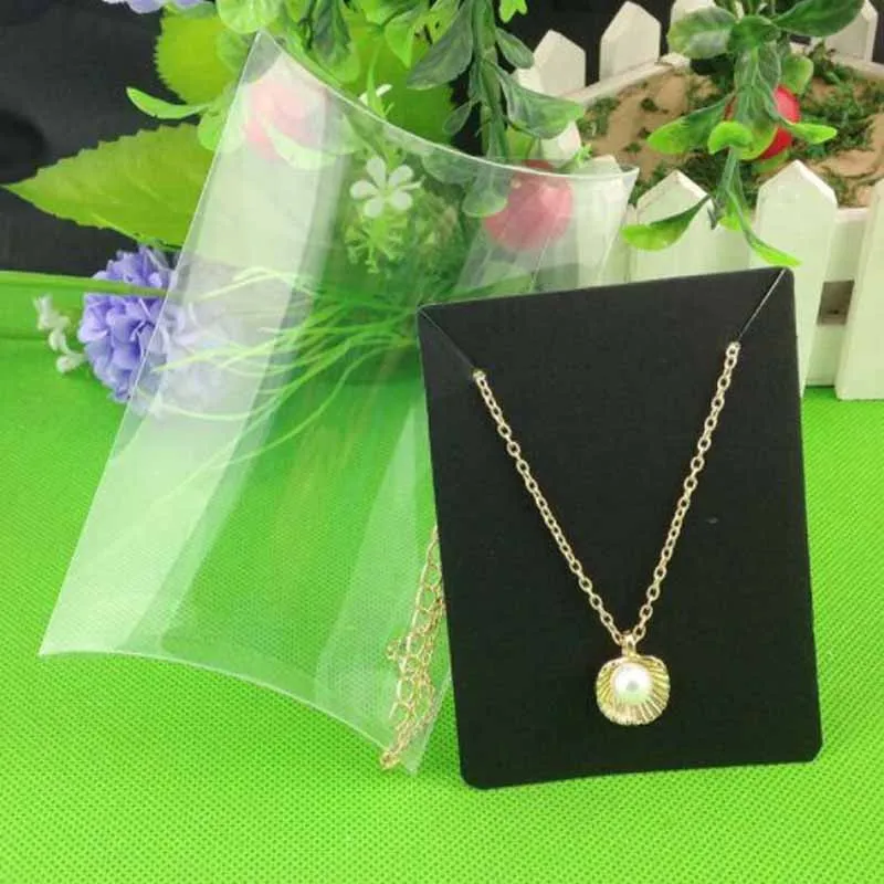 2018 Новый Ясно ПВХ Подушку Поле Пак Цепочки и ожерелья Jewelry Дисплей очистить поле Pv