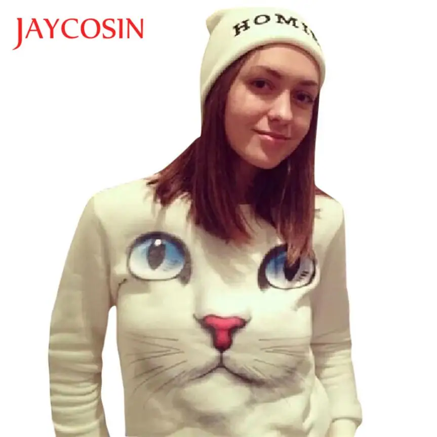 Женские толстовки с капюшоном JAYCOSIN модные пуловеры круглым вырезом и 3D принтом