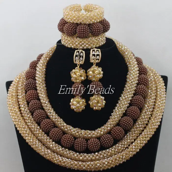 Лидер продаж 2015 африканские золотые бусины цвета шампанского ювелирные наборы