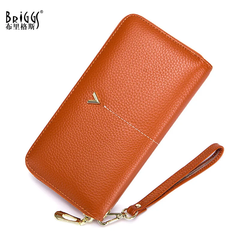 Длинный женский кошелек BRIGGS из натуральной кожи роскошные брендовые стандартные