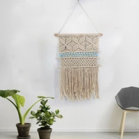 new bohemian hand knotted macrame wall art handmade wall hanging tapestry with lace fabrics wedding decoration