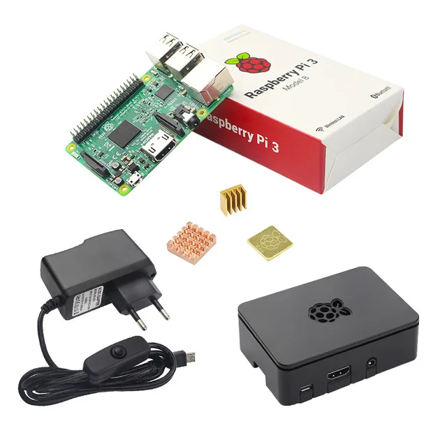 Raspberry Pi 3 Model B комплект 5V2. 5A блок питания с переключателем + sd карта 16G чехол ABS