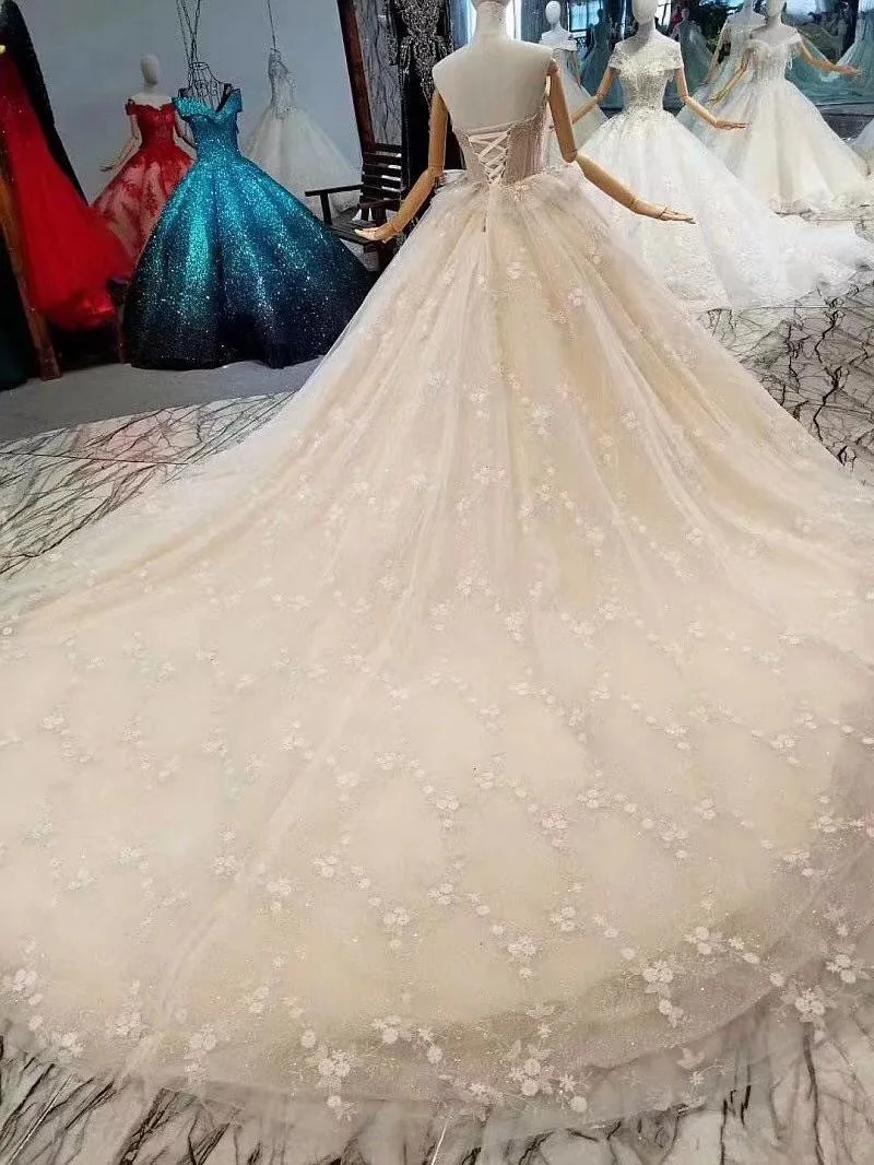 H&S BRIDAL Ball Gown Wedding dresses lace puffy strapless wedding dress robe de marriage vestidos de novia