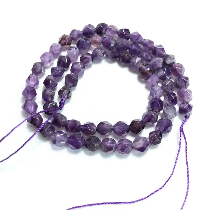 Natural amethyst cut surface semi-finished loose beads for DIY Bracelet necklace This has a size of 6mm | Украшения и аксессуары