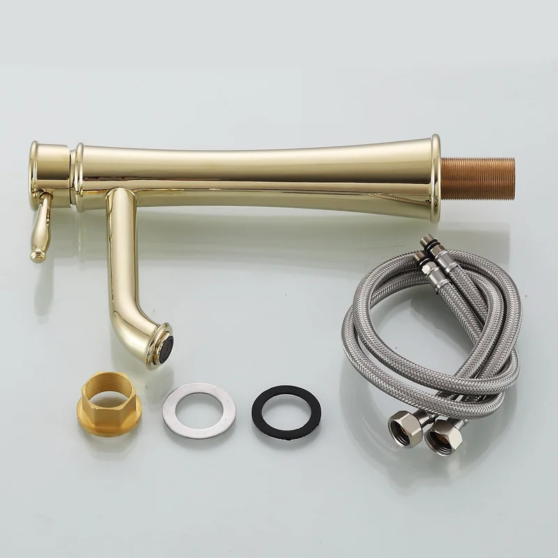 Винтажный антикварный медный латунный кран для умывальника с золотым покрытием