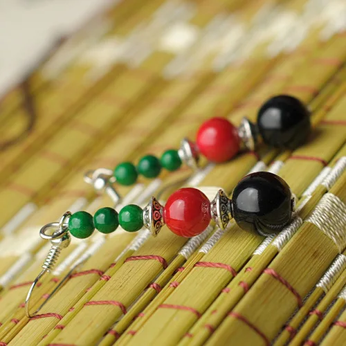 Серьги-подвески из тибетского серебра винтажные Винтажные серьги в виде