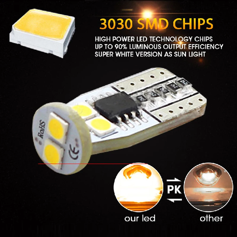 Подсветка SMD 3030 T10 LED W5W Клин 194 168 2825 угловые огни карта лампы зазор сигнала боковой