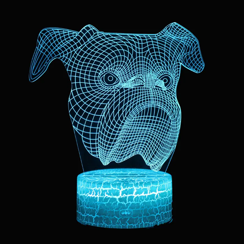 Собака тема 3D лампа светодиодный светильник 7 цветов смены касания настроения