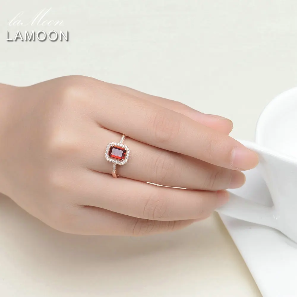 Ламон классическое 1.1ct граненое натуральное красное Гранатовое 925 пробы Серебряное обручальное кольцо S925 женское ювелирное изделие LMRI009
