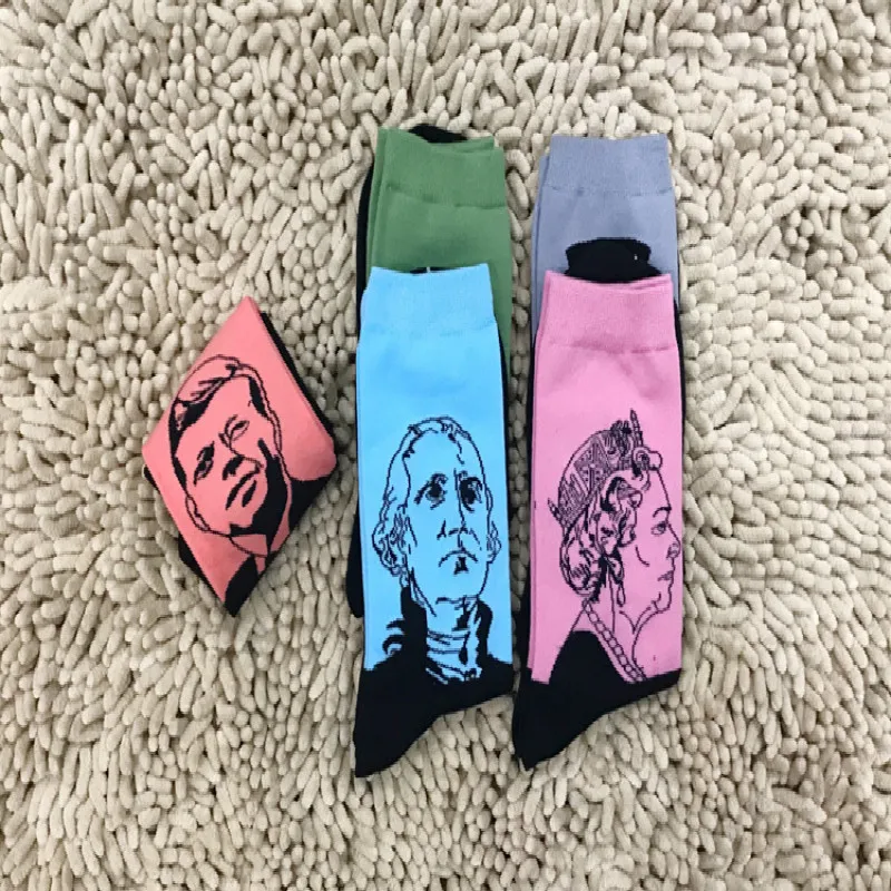 Новые мужские хлопковые носки с принтом знаменитостей Харадзюку дизайн Sox Calcetine