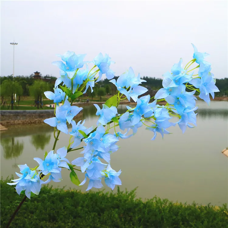 C 103cm Blue Декоративные Шелковые искусственные цветы бугенвилля искусственный цветок ветка для свадьбы домашняя декоративная Арка Декор отеля 118 см - Цвет: C 103cm Blue
