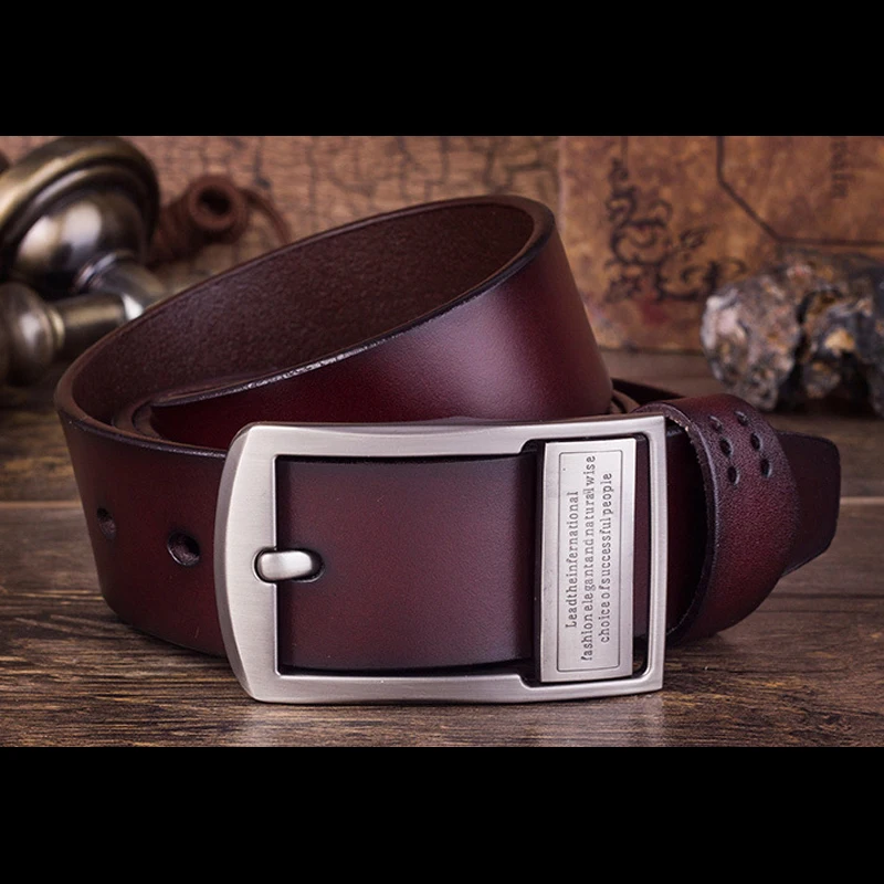 

fashion cowhide genuine leather belts for men jeans Wide Waist Pin Buckle strap male vintage casual men belts ceinture homme