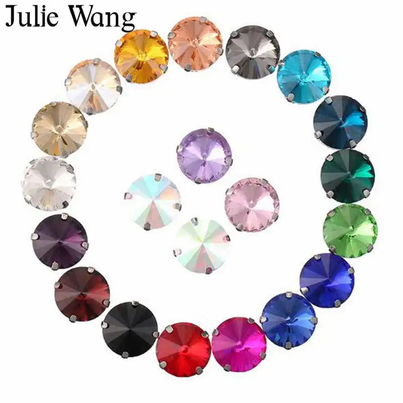 Julie Wang 50 шт. 8-18 мм стеклянные круглые стразы с кабошоном кристальная