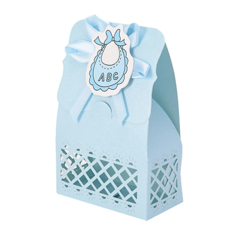 blue ABC 12 шт. розовый синий милый утка нагрудник медведь лазерная резка конфет бумажная коробка крещение Baby Shower Конфеты Подарочная коробка сладкий день рождения питания - Цвет: blue ABC