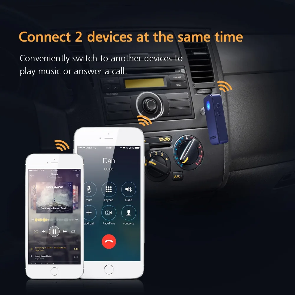VicTsing Aux bluetooth приемник портативный автомобильный адаптер Bluetooth 4 1 аудио без рук