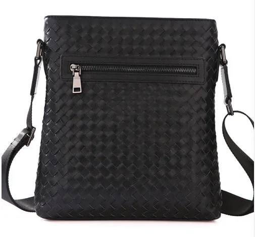 Мужская сумка-мессенджер из натуральной кожи деловой Плетеный портфель на плечо