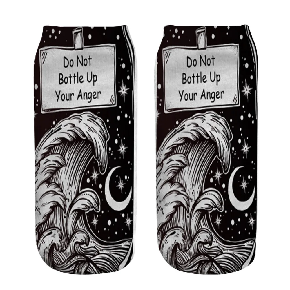1 пара носков для женщин с принтом в виде гнева и букв забавные носки 3D модные из