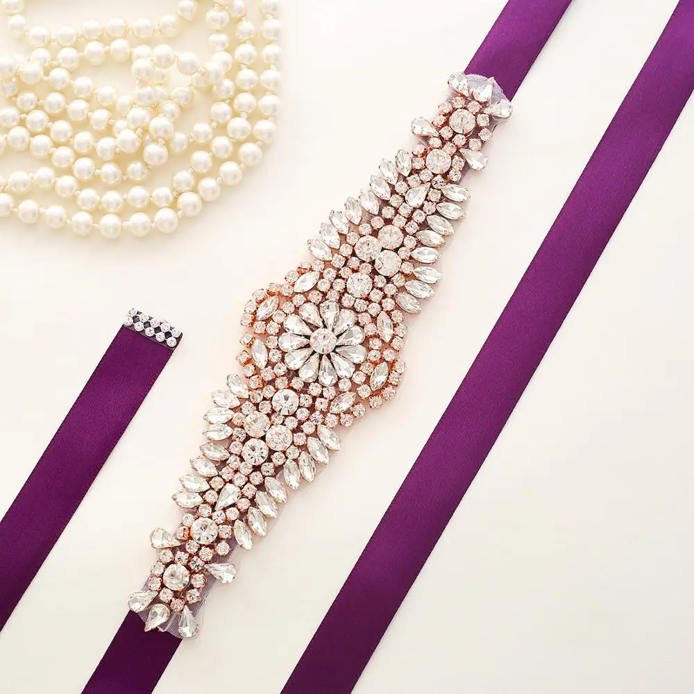 Розовое золото Кристалл Свадебный Пояс новый стиль стразы свадебный пояс для