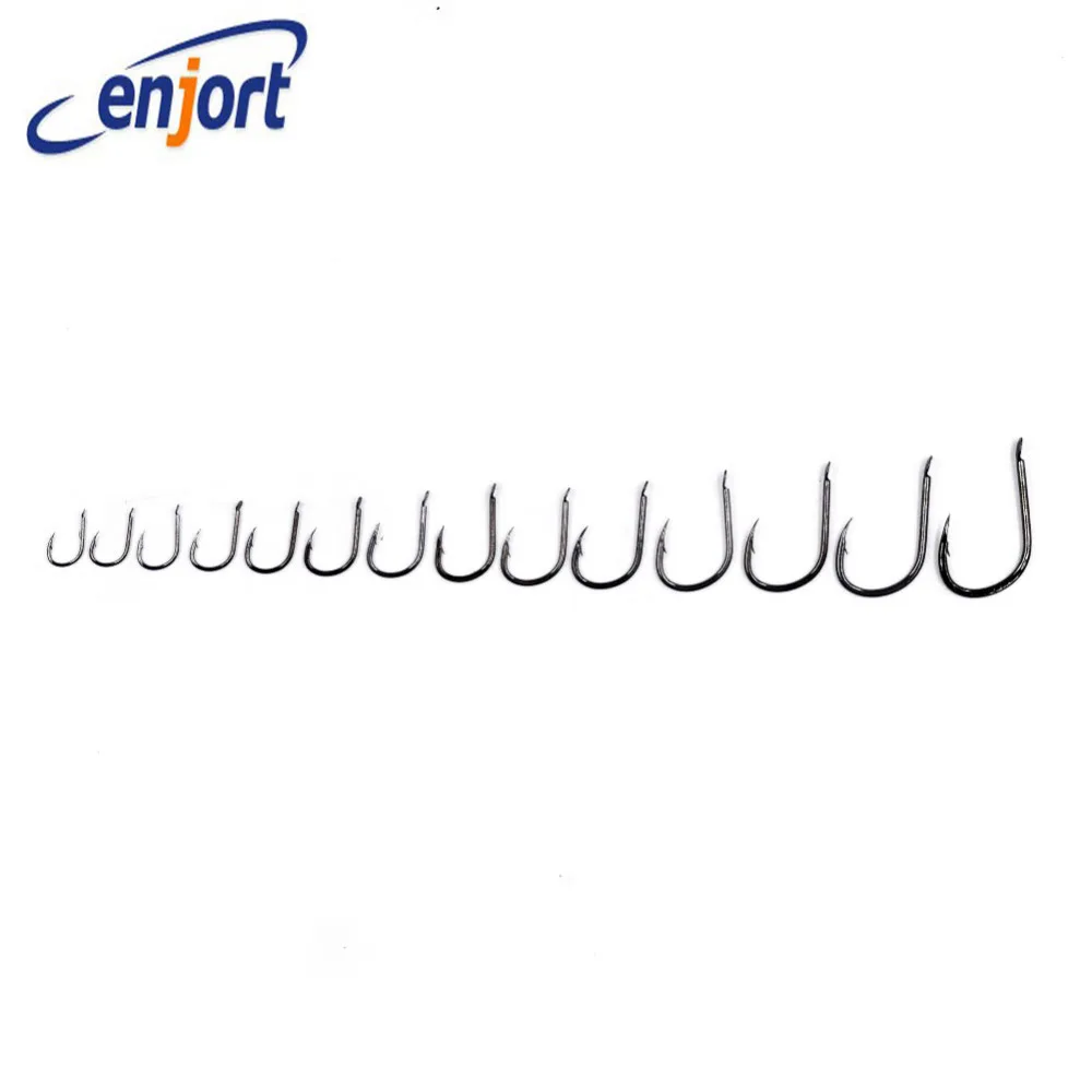 Enjort 50 шт./лот 1 # 14 #14 Размеры Железный рыболовный крючок с колючей крючком черный