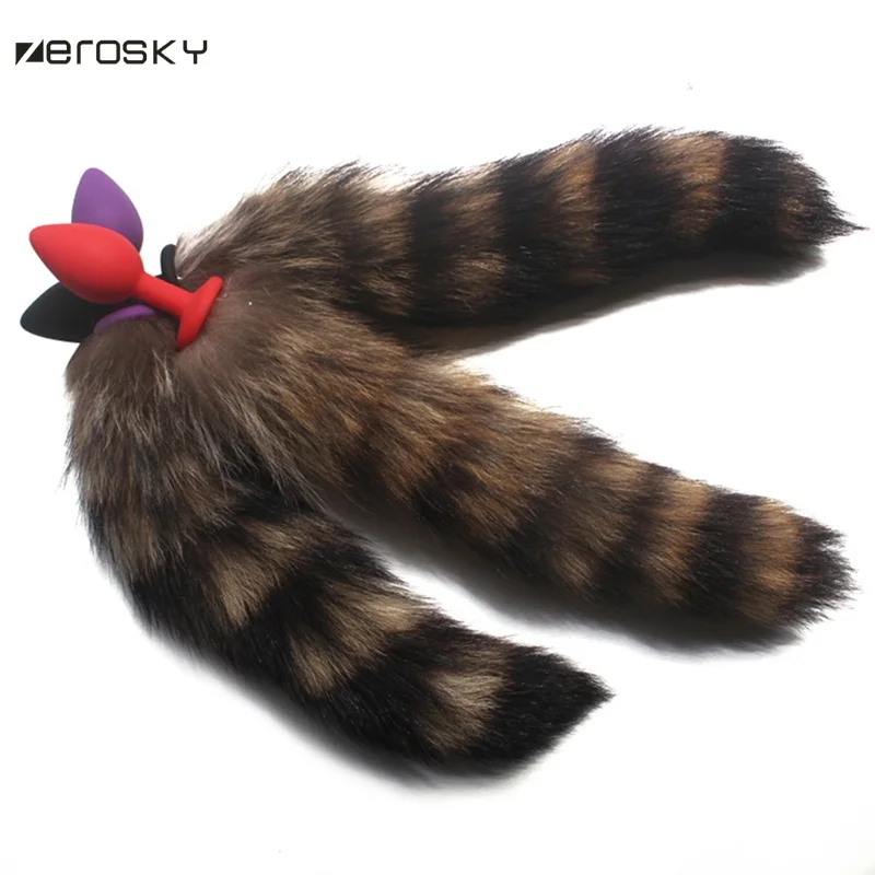 Zerosky силиконовая Анальная пробка лисий хвост анальные секс-игрушки анальная для