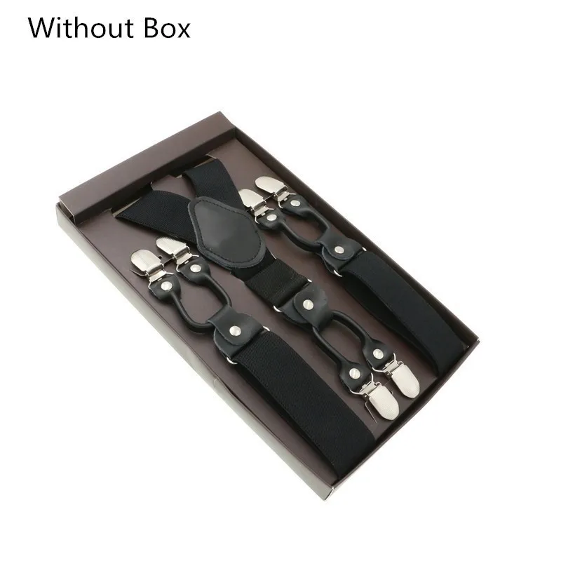 2 Black Real Leather 6 Clips Suspenders Braces Vintage Casual Suspensorio Tirante Trousers Strap Bretele Dad/Husband's Gift - Цвет: 2
