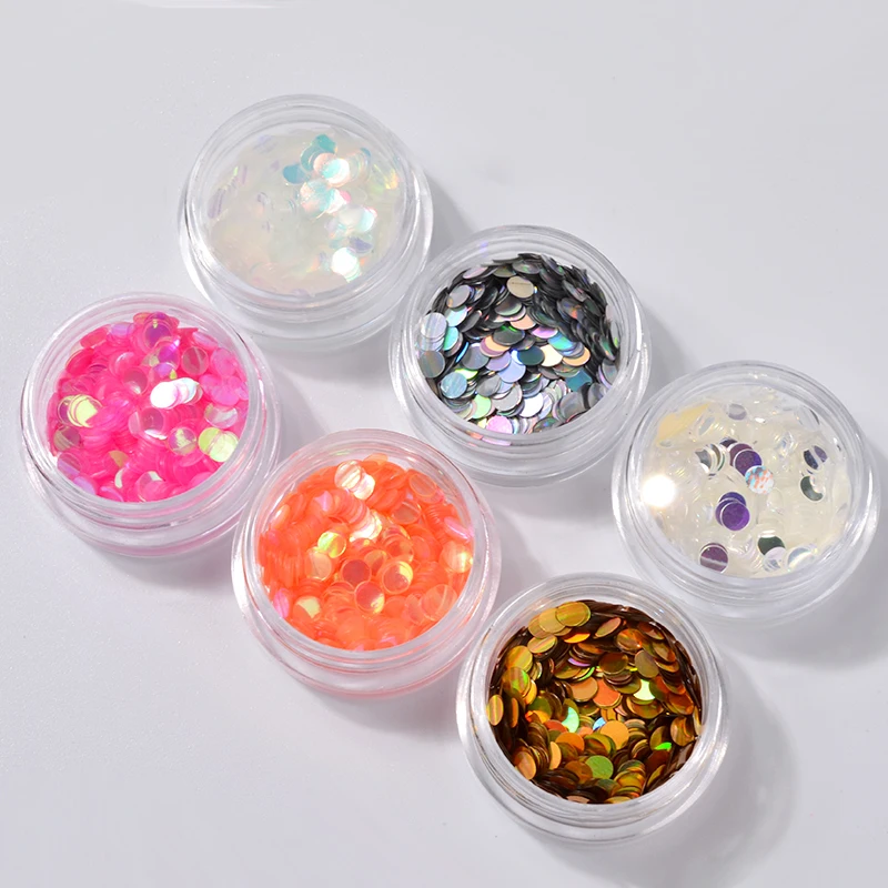 6 шт. блестящие хлопья в форме русалки для ногтей цветные круглые блестки