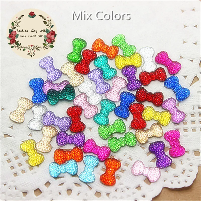 200pcs 12*7mm смесь цветов смолы starry Стразы с бантом плоская спина кабошон DIY nail