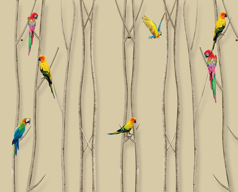 Водостойкая занавеска для душа с изображением попугая на ветках|Шторы душа| |