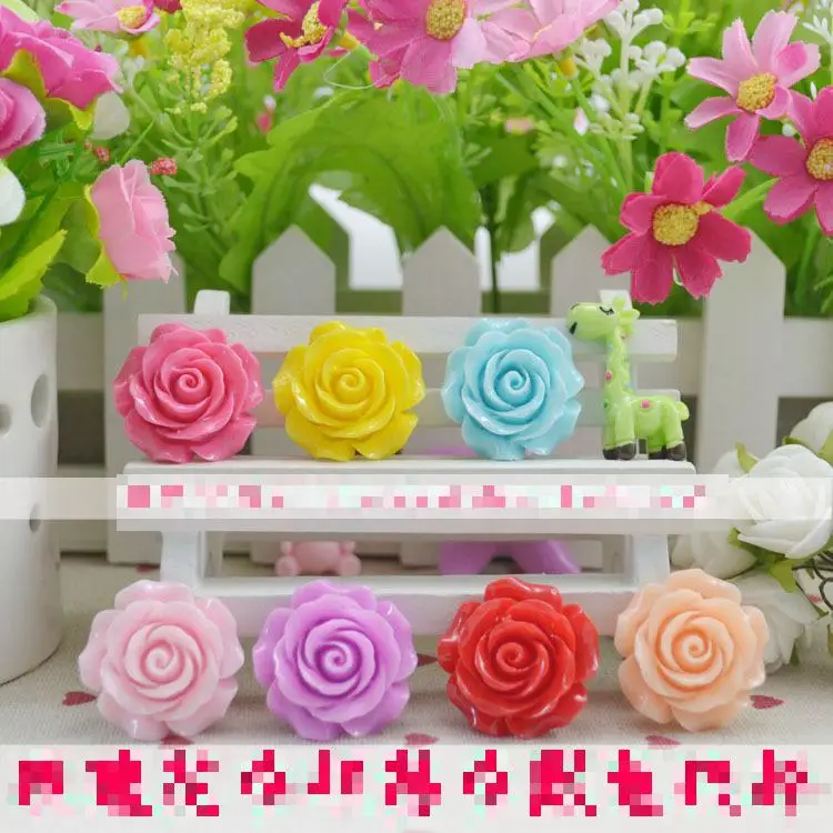 

20 Colors Resin Rose Flower Flatback 6/8/10/13/15mm Diy Phone Case Kit Connectors Earrings Necklace Jewelry Making Accessories