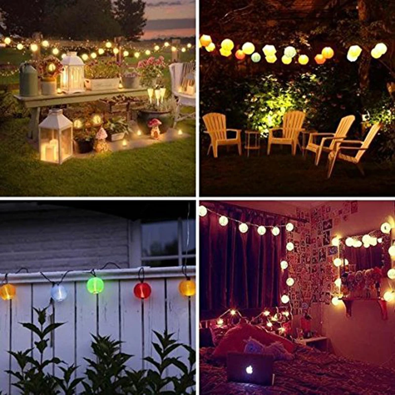 Lantern decoration 20 LED Solar String Lights Multi Color 4.8M Waterproof global ball string rope outdoor fairy holiday lighting | Лампы и