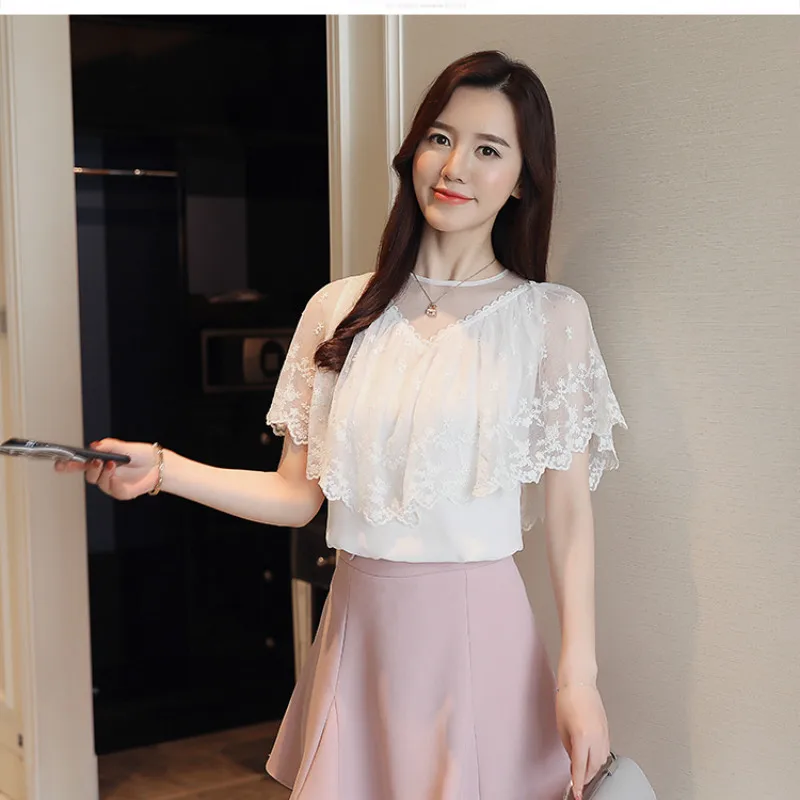 Женские топы и блузки женские размера плюс женская блузка Женская кружевная с