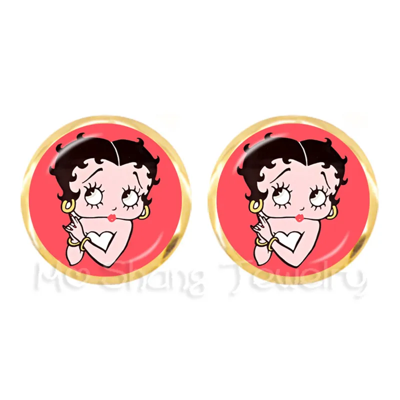 1 пара сексуальные серьги гвоздики Betty Boop красные с изображением героев