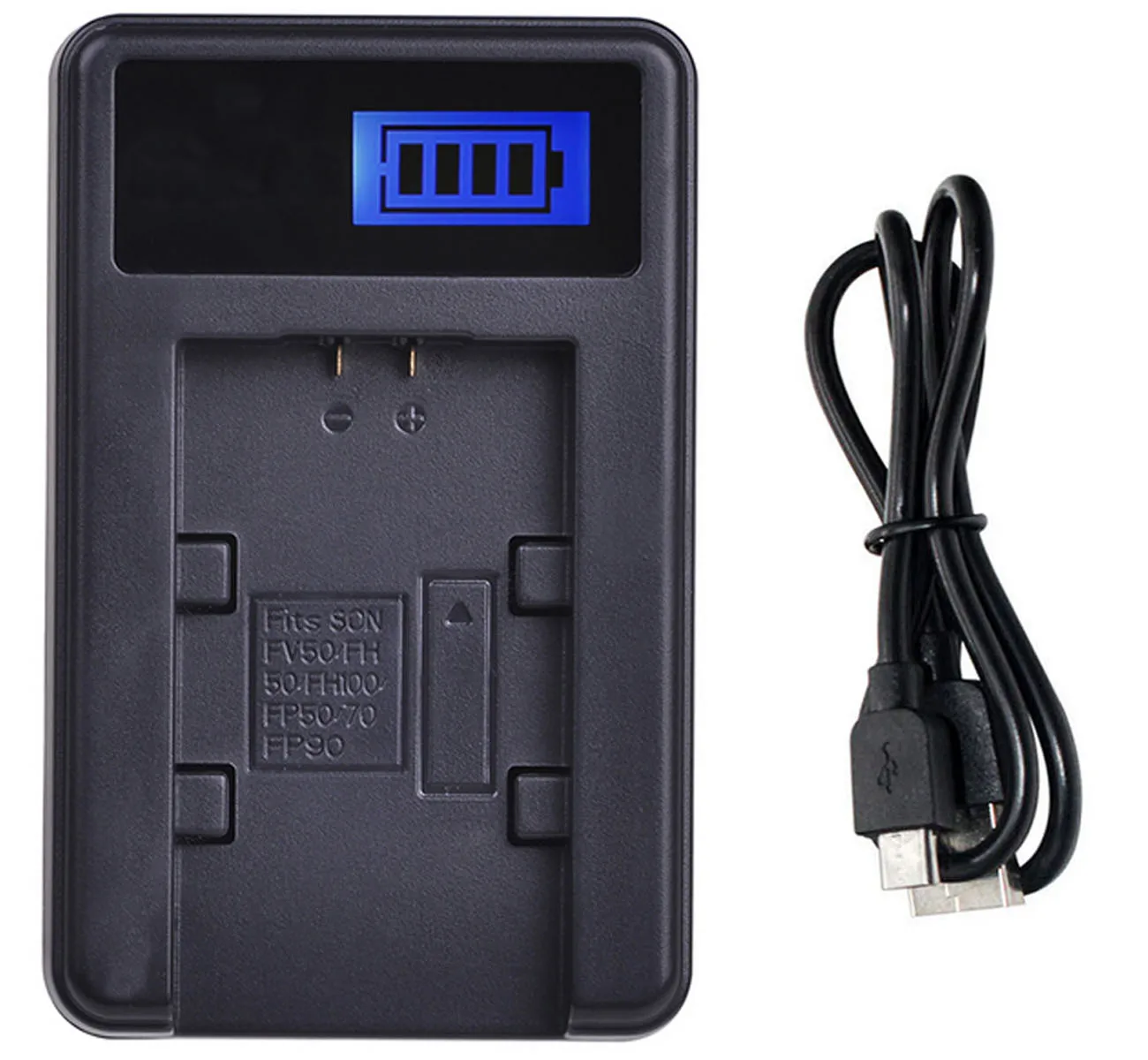 LCD USB Battery Charger for Sony DCR-SR40, DCR-SR42, DCR-SR42A, DCR-SR45, DCR-SR46, DCR-SR47, DCR-SR48 Handycam Camcorder